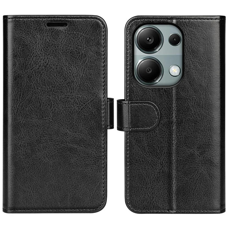 For Xiaomi Redmi Note 13 Pro 4G / Poco M6 Pro 4G Leather Flip Phone Case Crazy Horse Texture - Black