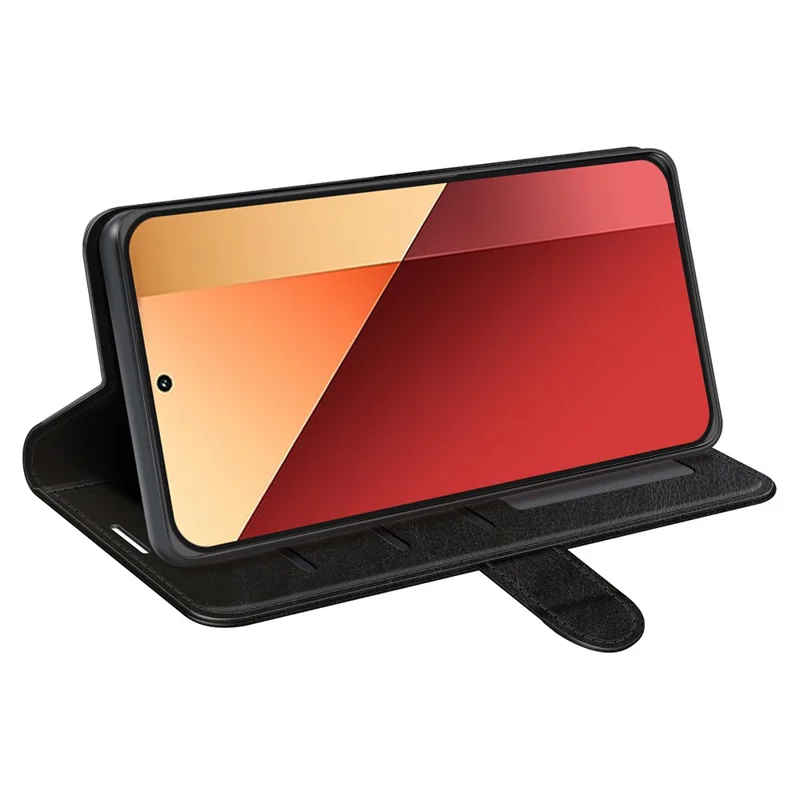 For Xiaomi Redmi Note 13 Pro 4G / Poco M6 Pro 4G Leather Flip Phone Case Crazy Horse Texture - Black