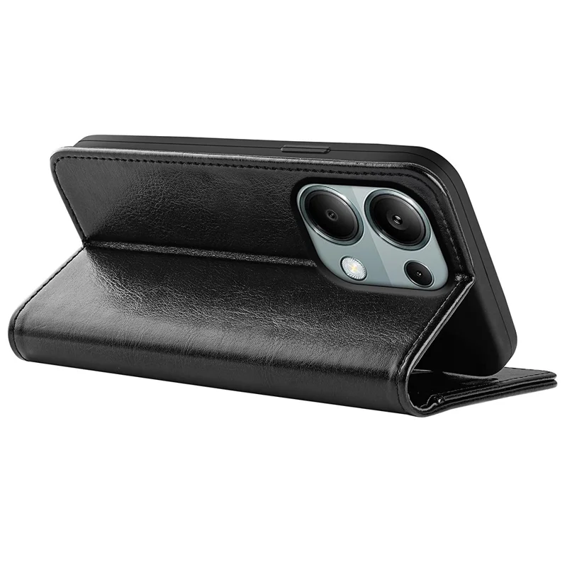 For Xiaomi Redmi Note 13 Pro 4G / Poco M6 Pro 4G Leather Flip Phone Case Crazy Horse Texture - Black