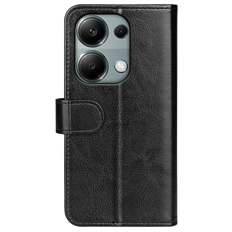 For Xiaomi Redmi Note 13 Pro 4G / Poco M6 Pro 4G Leather Flip Phone Case Crazy Horse Texture - Black