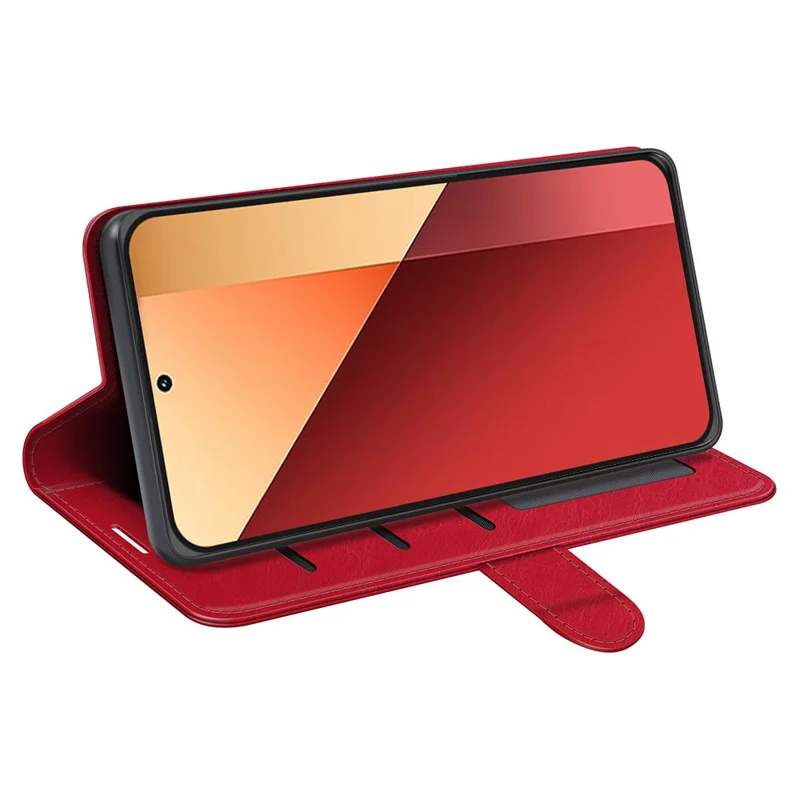For Xiaomi Redmi Note 13 Pro 4G / Poco M6 Pro 4G Leather Flip Phone Case Crazy Horse Texture - Red