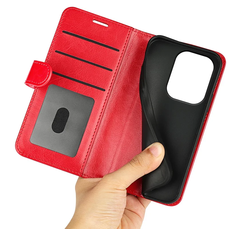 For Xiaomi Redmi Note 13 Pro 4G / Poco M6 Pro 4G Leather Flip Phone Case Crazy Horse Texture - Red