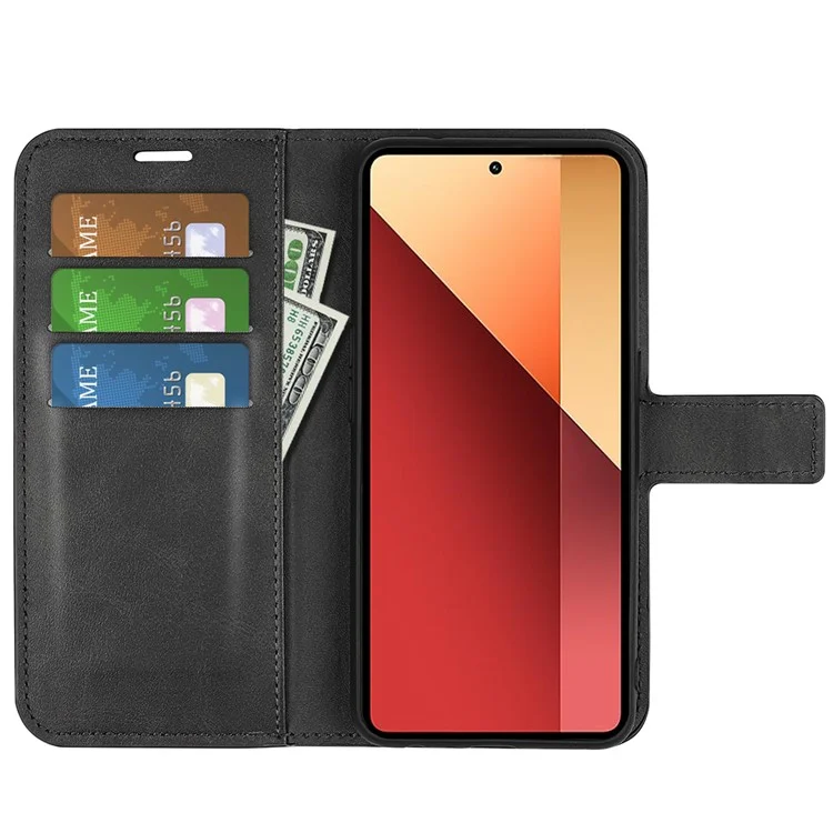 For Xiaomi Redmi Note 13 Pro 4G / Poco M6 Pro 4G Cover Magnetic Clasp PU Leather Folio Flip Phone Wallet Case - Black