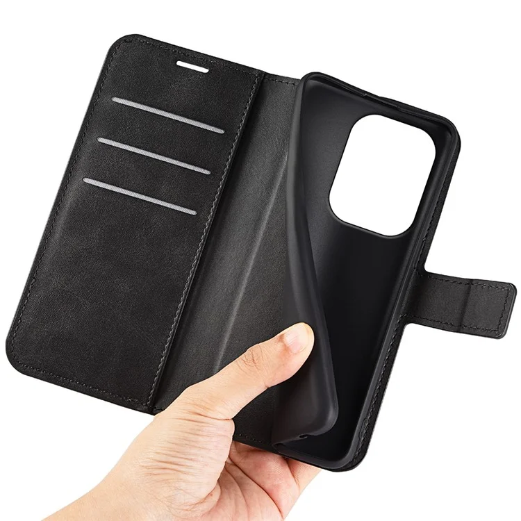 For Xiaomi Redmi Note 13 Pro 4G / Poco M6 Pro 4G Cover Magnetic Clasp PU Leather Folio Flip Phone Wallet Case - Black