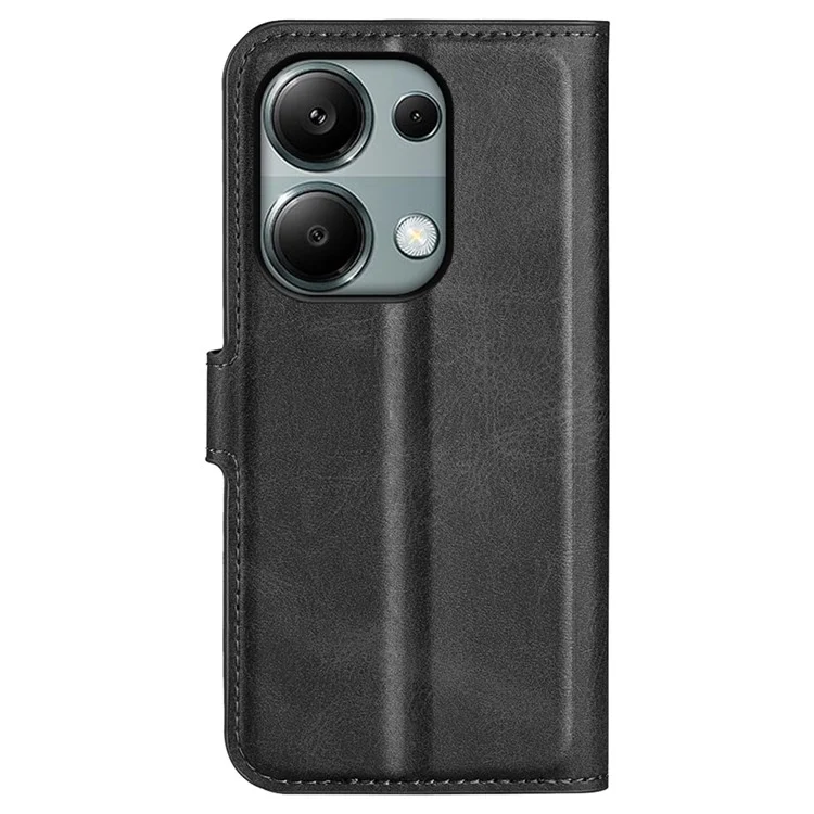 For Xiaomi Redmi Note 13 Pro 4G / Poco M6 Pro 4G Cover Magnetic Clasp PU Leather Folio Flip Phone Wallet Case - Black
