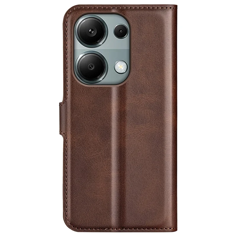 For Xiaomi Redmi Note 13 Pro 4G / Poco M6 Pro 4G Cover Magnetic Clasp PU Leather Folio Flip Phone Wallet Case - Brown