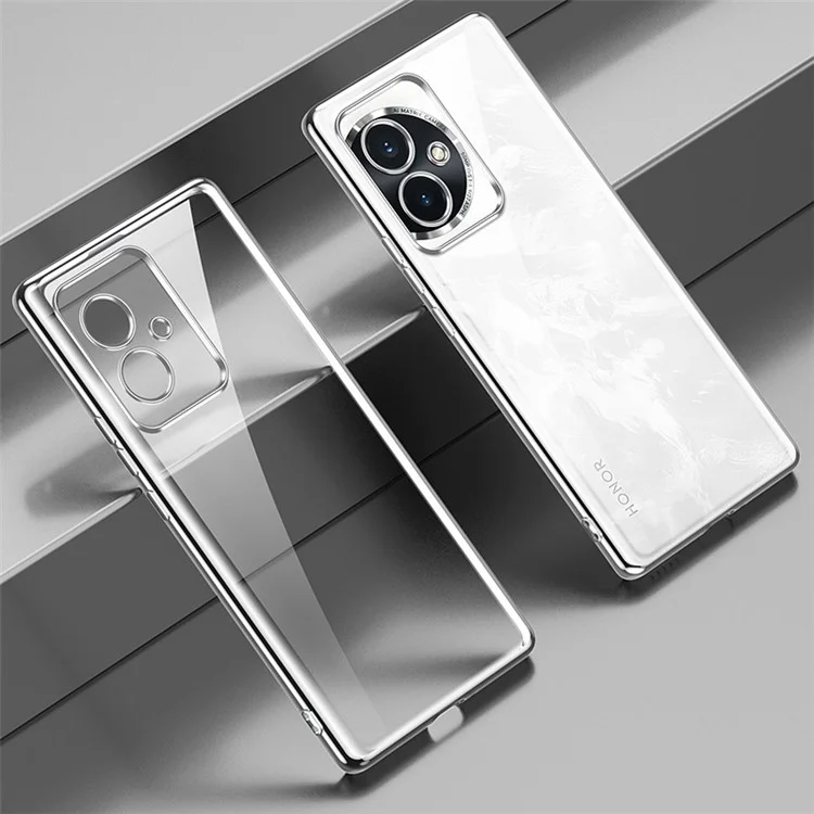 SULADA For Honor 100 5G Case Electroplating Transparent Soft TPU Phone Cover - Silver