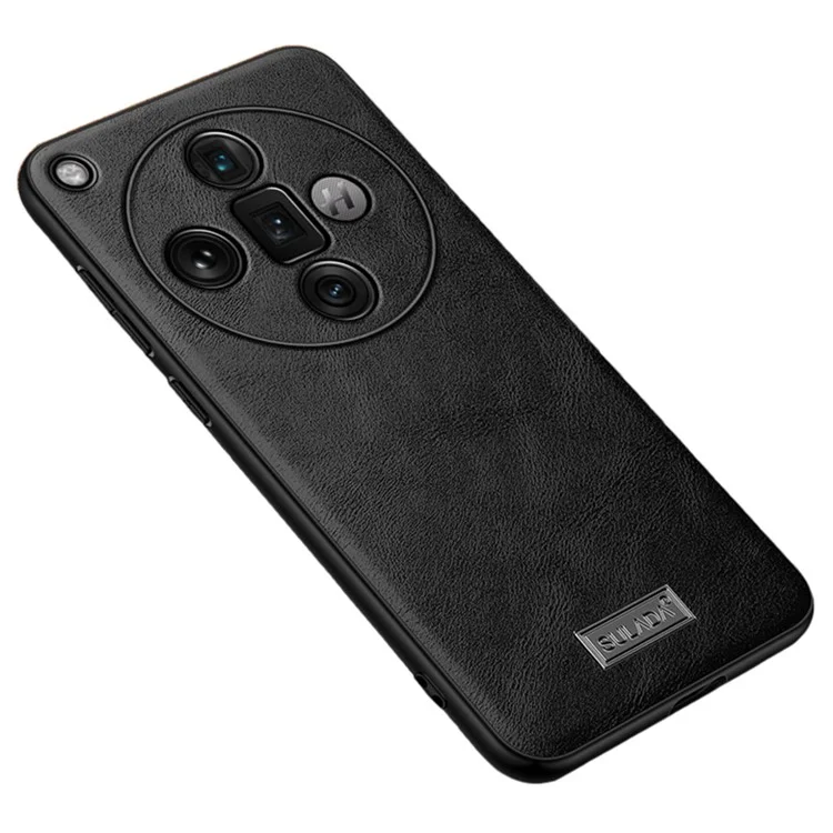 SULADA For Oppo Find X7 Ultra Funda para Teléfono Celular Cubierta de Cuero PU+TPU+PC Antiarañazos - Negro