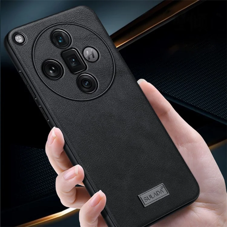 SULADA For Oppo Find X7 Ultra Funda para Teléfono Celular Cubierta de Cuero PU+TPU+PC Antiarañazos - Negro