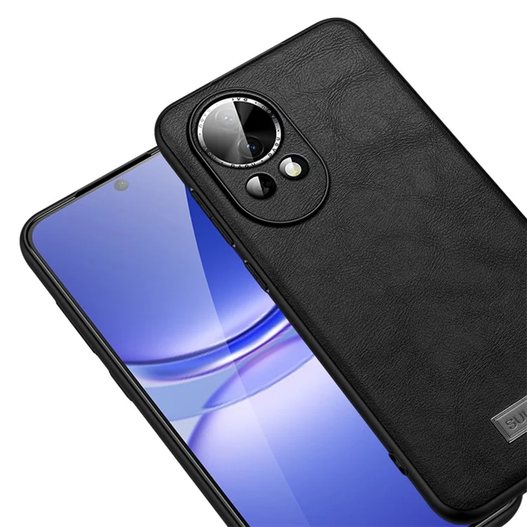 Sulada Para Huawei Nova 12 Pro 5G Teléfono Celular PU Cuero TPU+PC Caja de Choque a Prueba de Amortiguadores - Negro