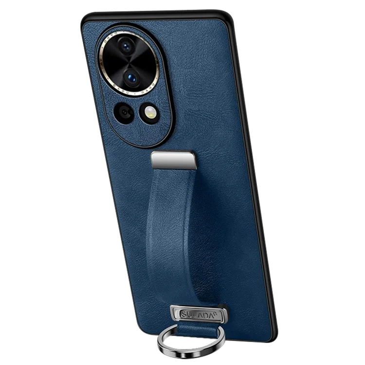 SULADA Fashion Series for Huawei nova 12 5G Phone Case Kickstand Cover Retractable Hand Strap - Blue
