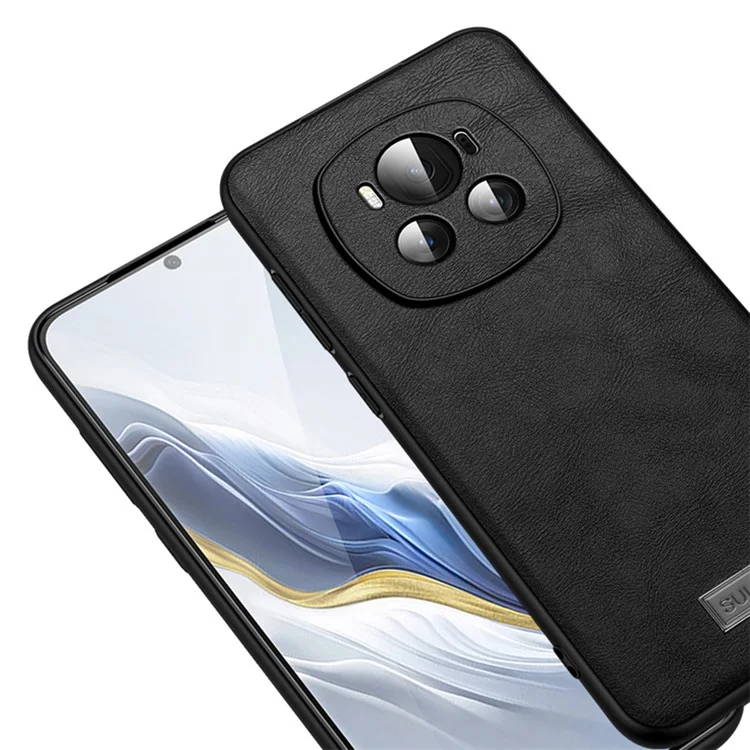 Sulada Für Honor Magic6 Pro 5g Hülle PU Leder Beschichtetes TPU+PC -telefon Zurück -deckung - Schwarz