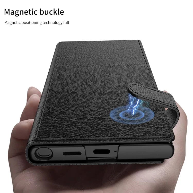 GKK Para Samsung Galaxy S24 Ultra Case Leather Scratch-proof Phone Cover com Suporte Oculto - Preto