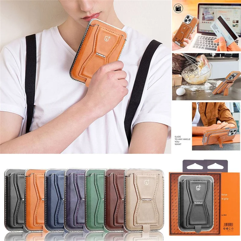RMBMAX Pour iPhone 12 Pro 6.1 pouces Coque de téléphone portable Porte-carte amovible Support - Marron foncé