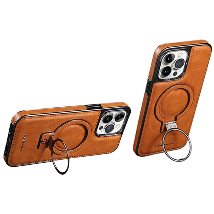 RMBMAX Per iPhone 14 Pro Max Custodia Magnetica Elettroplaccata con Supporto - Marrone