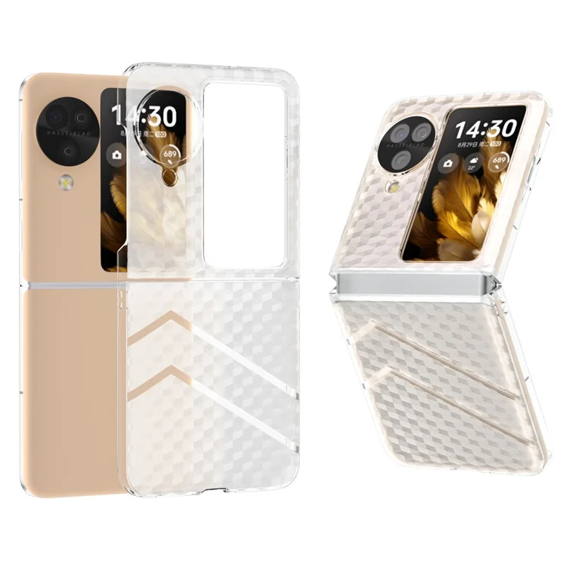 For Oppo Find N3 Flip 5G PC Case Sea Sand Texture Transparent Folding Phone Cover