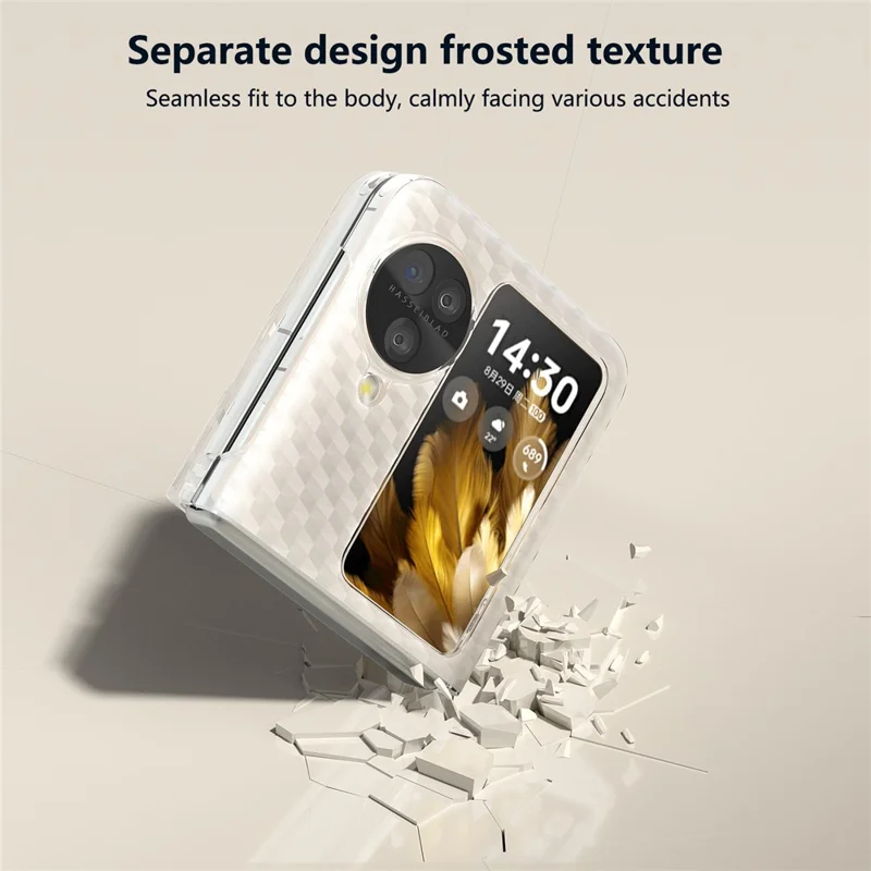 For Oppo Find N3 Flip 5G PC Case Sea Sand Texture Transparent Folding Phone Cover