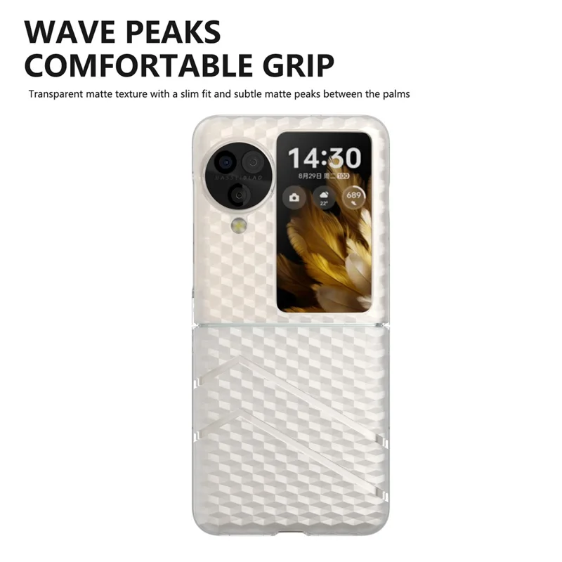For Oppo Find N3 Flip 5G PC Case Sea Sand Texture Transparent Folding Phone Cover