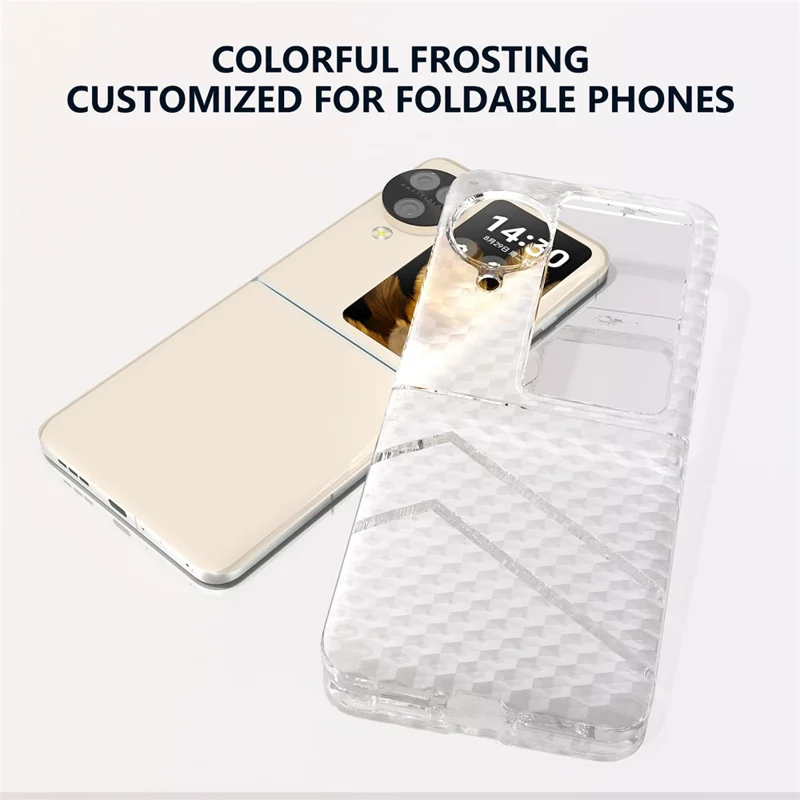 For Oppo Find N3 Flip 5G PC Case Sea Sand Texture Transparent Folding Phone Cover