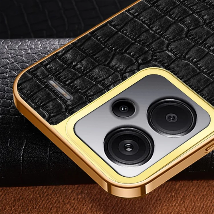 For Xiaomi Redmi Note 13 Pro+ 5G Case 6D Electroplating Ring Kickstand Anti-drop Cell Phone Cover - Black