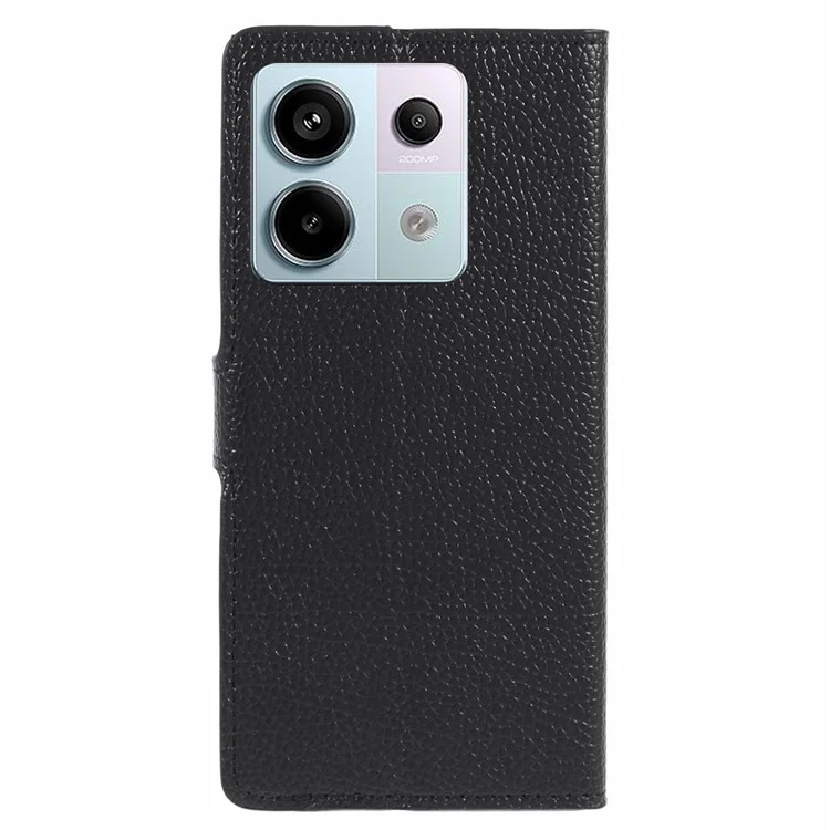 For Xiaomi Redmi Note 13 5G Leather Case Litchi Texture Phone Cover with Wallet - Black