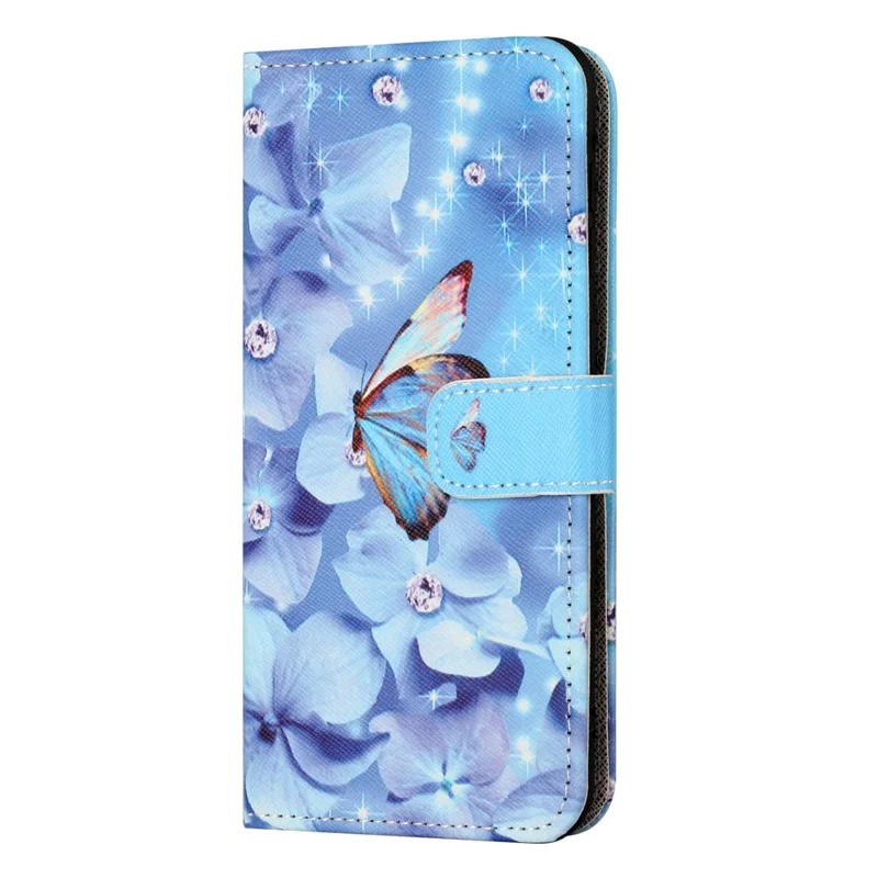 For Xiaomi Redmi Note 13 4G Phone Case Leather 3D Pattern Magnetic Folio Cover - Flower and Butterfly