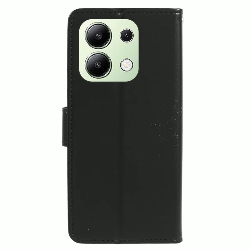 For Xiaomi Redmi Note 13 4G Cell Phone Case Owl Tree Imprinted PU Leather Stand Cover - Black