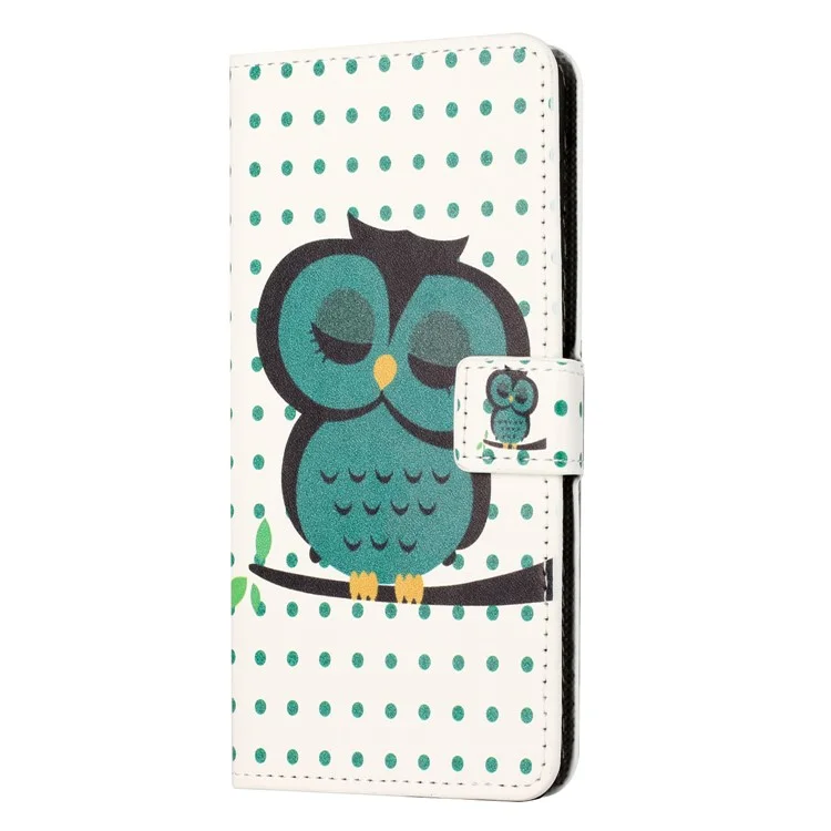 Für Samsung Galaxy Xcover7 Case Leather Printed Pattern Phone Protective Cover - Dots / Owl