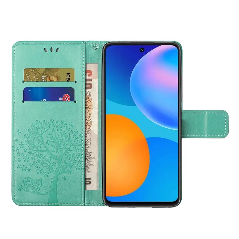 For Xiaomi Redmi Note 13 Pro 5G / Poco X6 5G Cell Phone Case Imprinted Anti-fall Leather Wallet Cover - Cyan