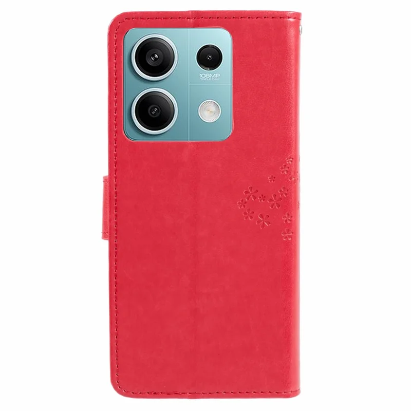 For Xiaomi Redmi Note 13 Pro 5G / Poco X6 5G Cell Phone Case Imprinted Anti-fall Leather Wallet Cover - Red