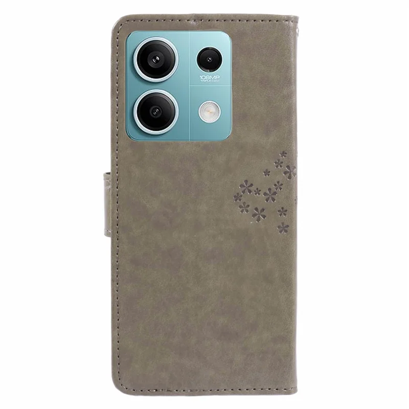 For Xiaomi Redmi Note 13 Pro 5G / Poco X6 5G Cell Phone Case Imprinted Anti-fall Leather Wallet Cover - Grey