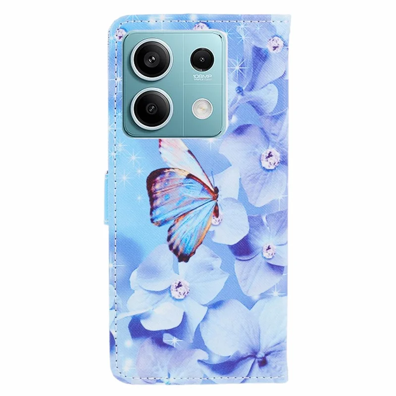 For Xiaomi Redmi Note 13 Pro 5G / Poco X6 5G Phone Case 3D Pattern Leather Wallet Cover - Flower and Butterfly
