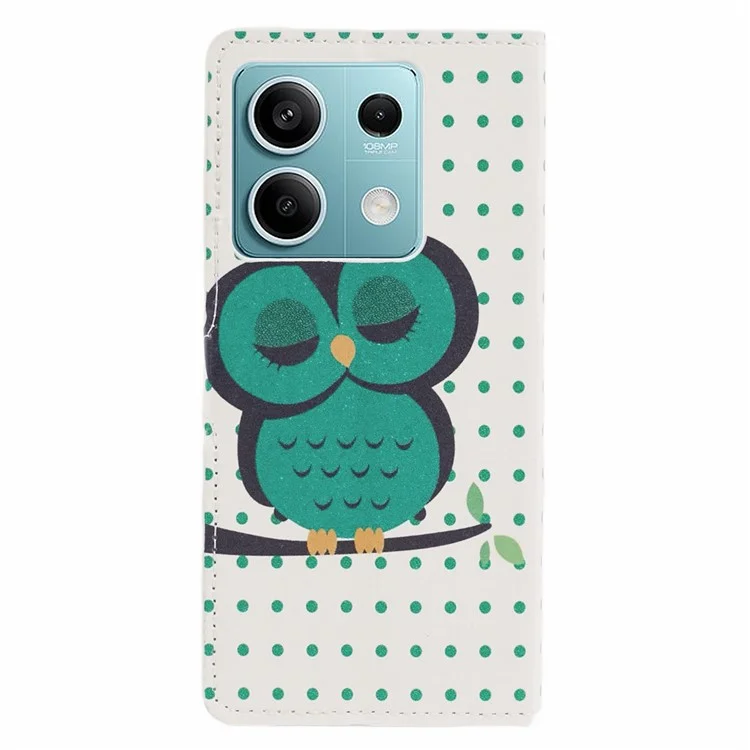 Pour Xiaomi Redmi Note 13 Pro 5G / Poco X6 5G Coque Impression de motif Folio Cuir PU Housse de téléphone - Pois / Hibou