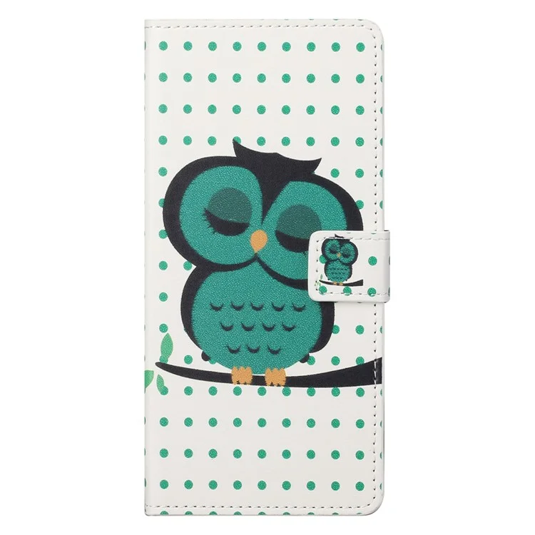 Pour Xiaomi Redmi Note 13 Pro 5G / Poco X6 5G Coque Impression de motif Folio Cuir PU Housse de téléphone - Pois / Hibou