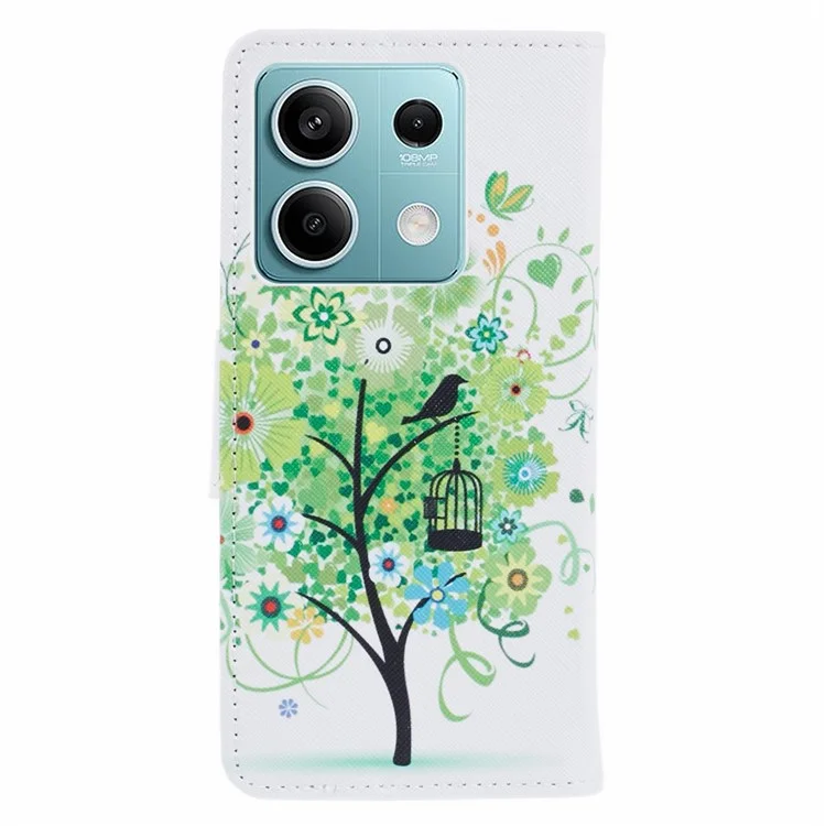 For Xiaomi Redmi Note 13 Pro 5G / Poco X6 5G PU Leather Cover Pattern Design Phone Case - Green Tree