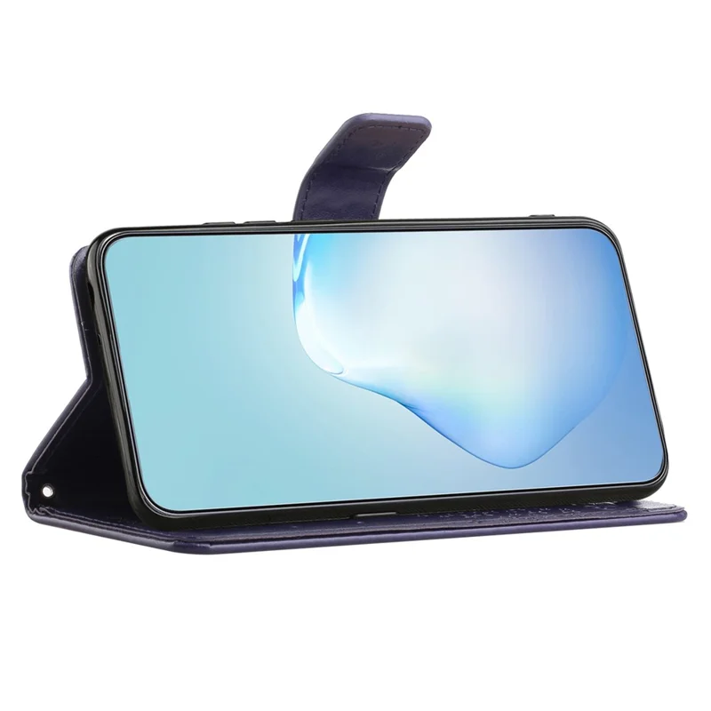 Für Motorola Moto G45 5G / G34 5G Handyhülle Eule Baum Geprägt Anti-Fall Leder Ständer Geldbörse Cover - Dunkel Lila
