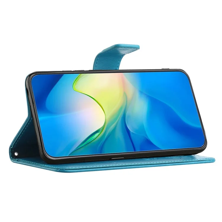 Per Motorola Moto G45 5G / G34 5G Custodia Stampata Antiurto Stand Portafoglio in Pelle PU Cover per Cellulare - Blu
