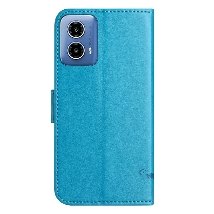 Per Motorola Moto G45 5G / G34 5G Custodia Stampata Antiurto Stand Portafoglio in Pelle PU Cover per Cellulare - Blu