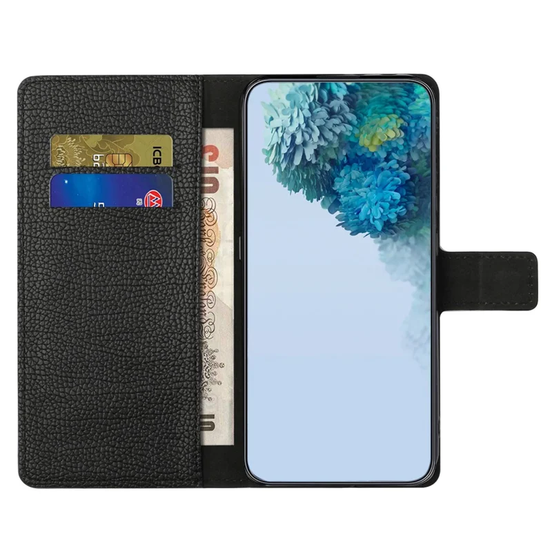For Motorola Moto G45 5G / G34 5G Cell Phone Case Litchi Texture Full Protection PU Leather Wallet Cover - Black