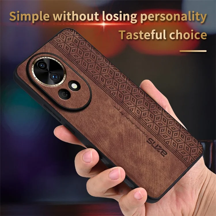 AZNS Per Huawei nova 12 Pro 5G Custodia per Cellulare Antigraffio in Pelle PU Rivestita in TPU - Marrone