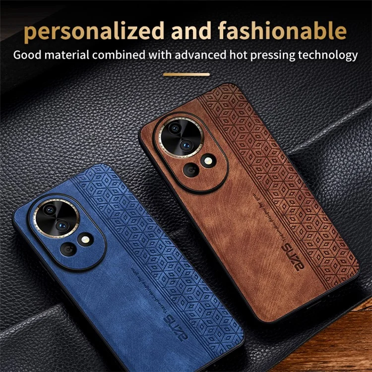 AZNS Per Huawei nova 12 Pro 5G Custodia per Cellulare Antigraffio in Pelle PU Rivestita in TPU - Marrone