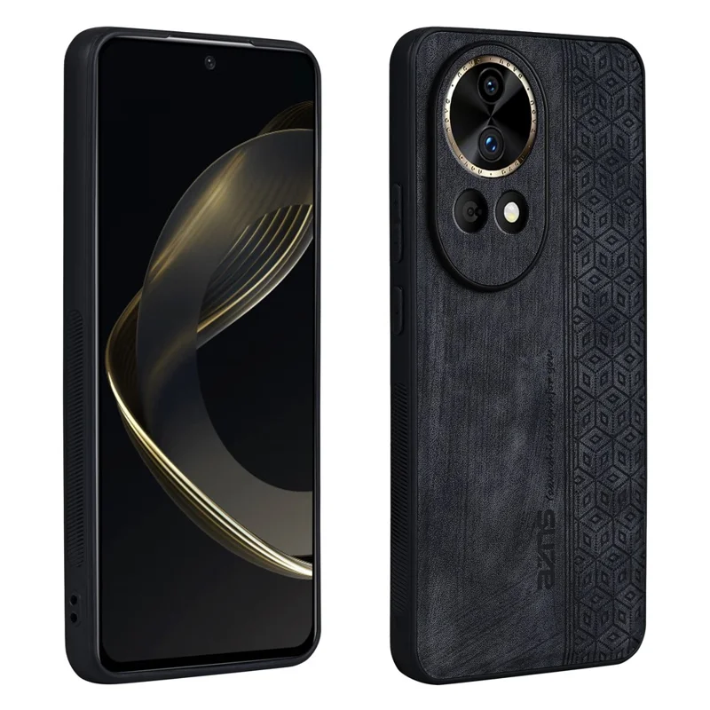 AZNS For Huawei nova 12 Pro 5G Cell Phone Case Anti-scratch PU Leather Coated TPU Back Cover - Black