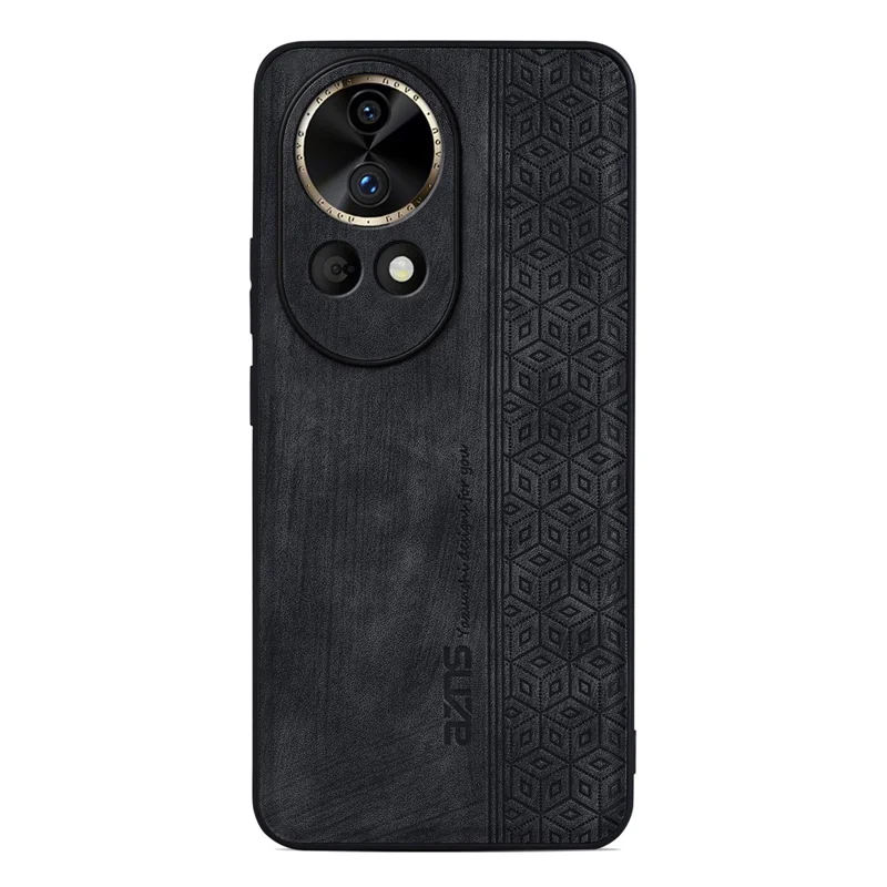 AZNS For Huawei nova 12 Pro 5G Cell Phone Case Anti-scratch PU Leather Coated TPU Back Cover - Black