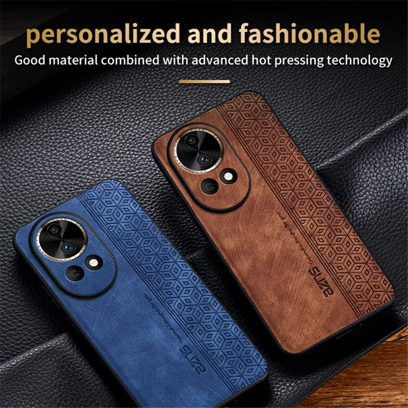 AZNS For Huawei nova 12 Pro 5G Cell Phone Case Anti-scratch PU Leather Coated TPU Back Cover - Black