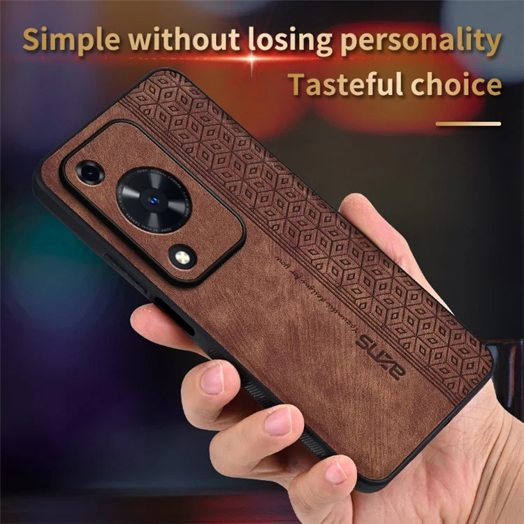 AZNS per Huawei Enjoy 70 4G / nova Y72 4G Custodia con stampa in pelle PU+TPU Protective Phone Cover - Marrone