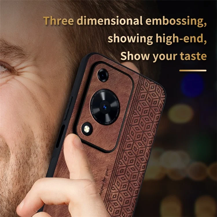 AZNS per Huawei Enjoy 70 4G / nova Y72 4G Custodia con stampa in pelle PU+TPU Protective Phone Cover - Marrone