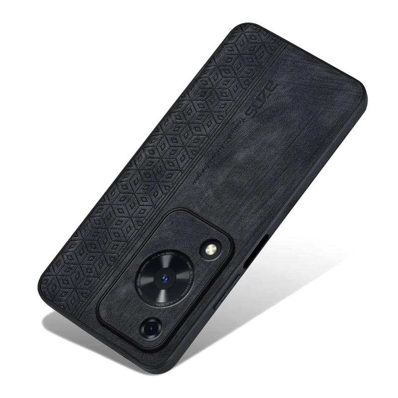 AZNS til Huawei Enjoy 70 4G / nova Y72 4G Case med præget mønster i PU-læder+TPU beskyttende telefoncover - Sort