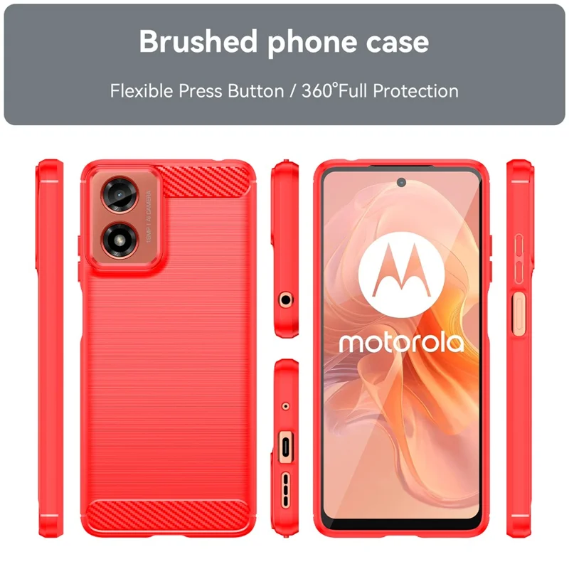 Для Motorola Moto E14 4G / G04 4G / G04s 4G / G24 4G Чехол для телефона Противоударный мягкий чехол из TPU - Красный