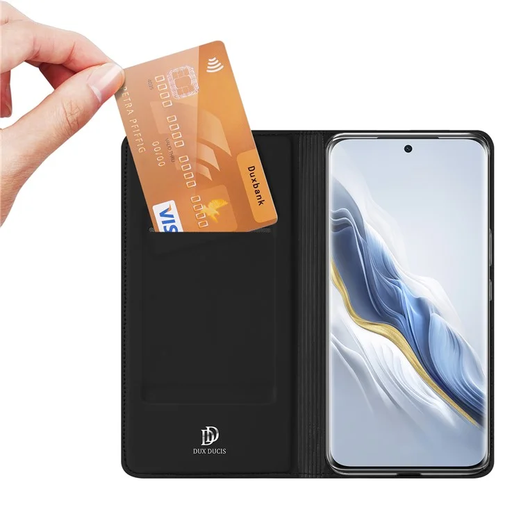 DUX DUCIS Skin Pro Series For Honor Magic6 5G Leather Case Card Slot Phone Stand Cover - Black