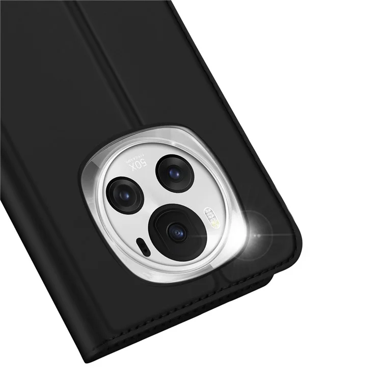 DUX DUCIS Skin Pro Series For Honor Magic6 5G Leather Case Card Slot Phone Stand Cover - Black
